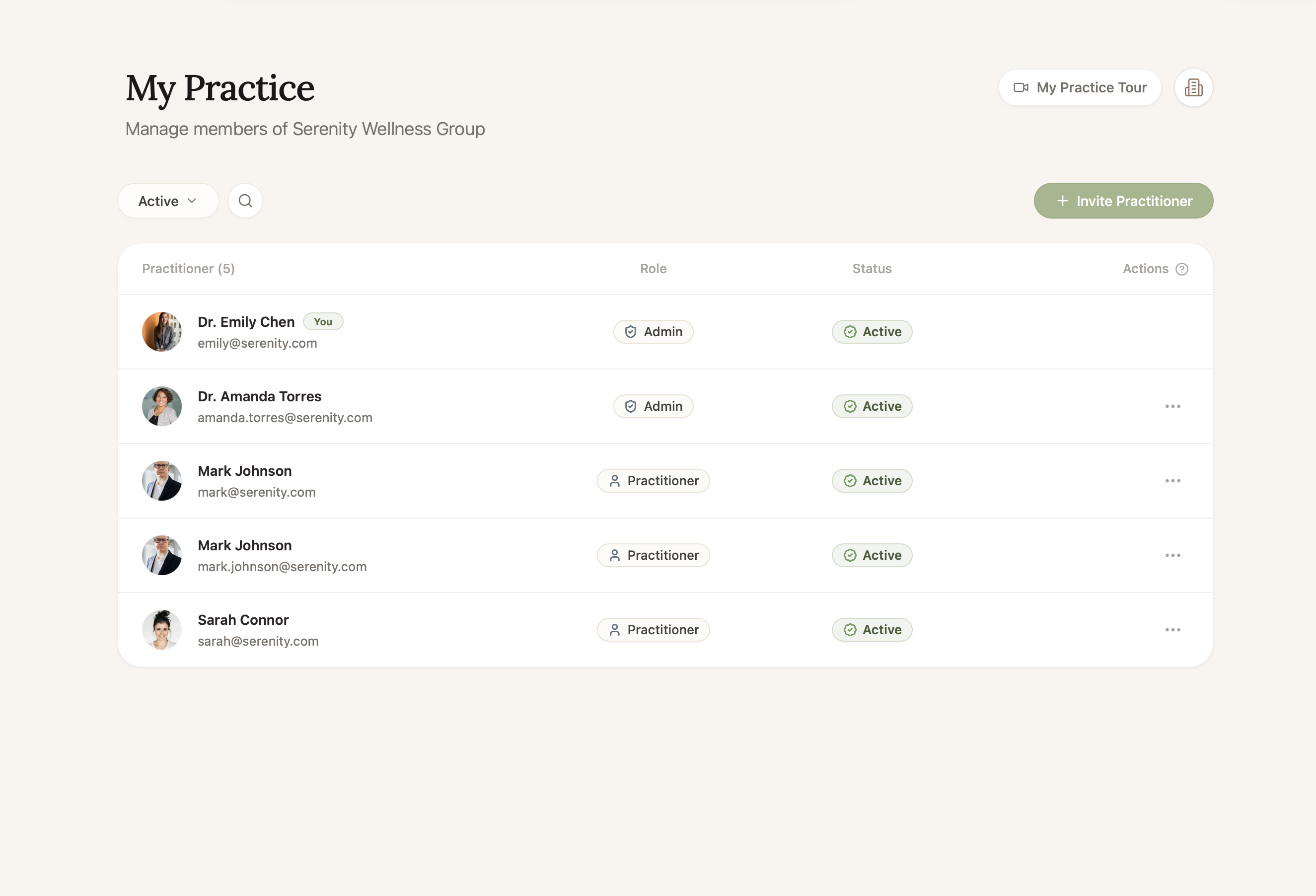 Practice Management Interface